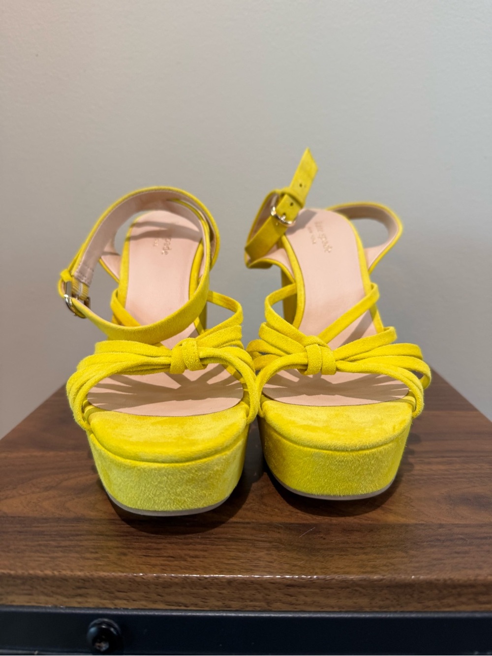 Kate Spade New York Glenn sandals canary yellow suede Chunky Platform Women’s 8 - Picture 5 of 11